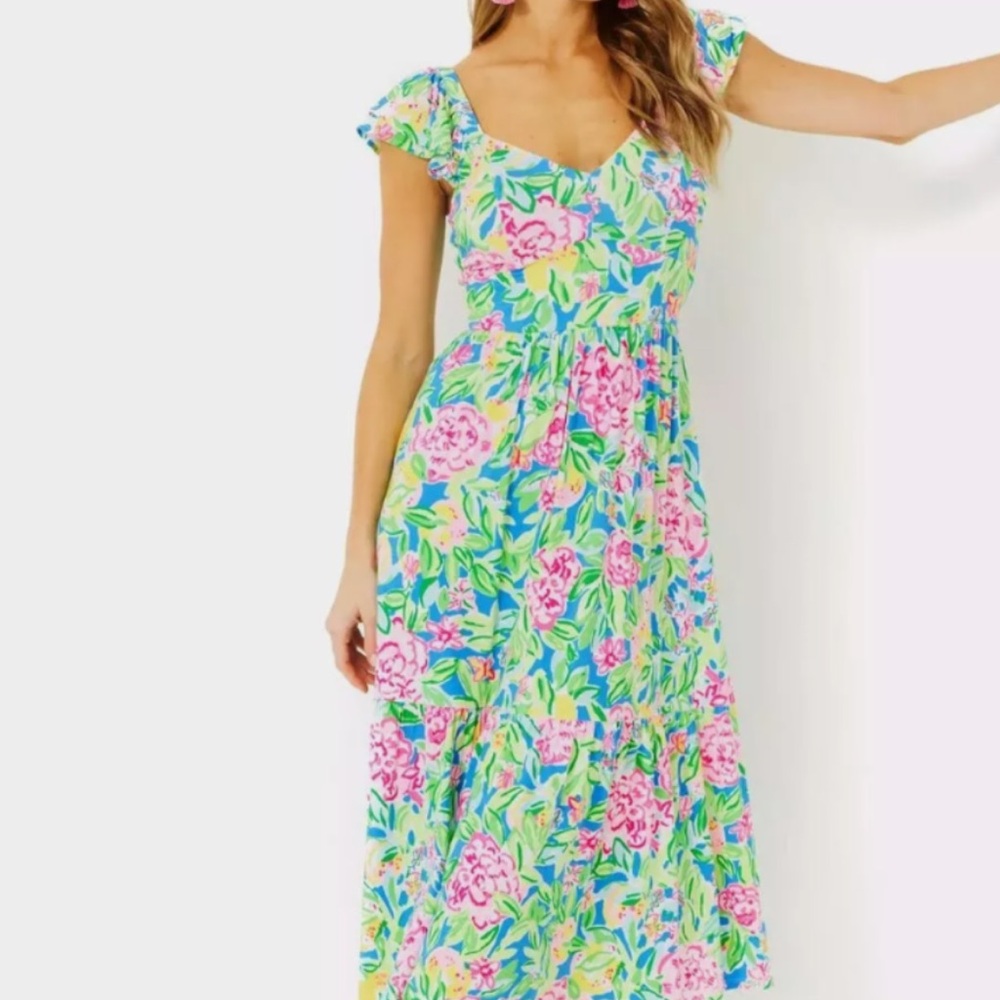 Lilly Pulitzer bayleigh flutter sleeve dress in grove garden - Picture 2 of 11